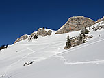 Vom Kirchsteinsattel ziehen die Skispuren Richtung Rotwandgipfel